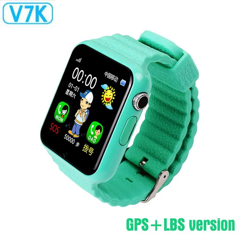 696 оригинальные V7K gps Bluetooth Смарт-часы для детей мальчик девочка для Apple Android телефон Поддержка SIM/TF набор вызова и Push сообщения - Цвет: V7K green GPS