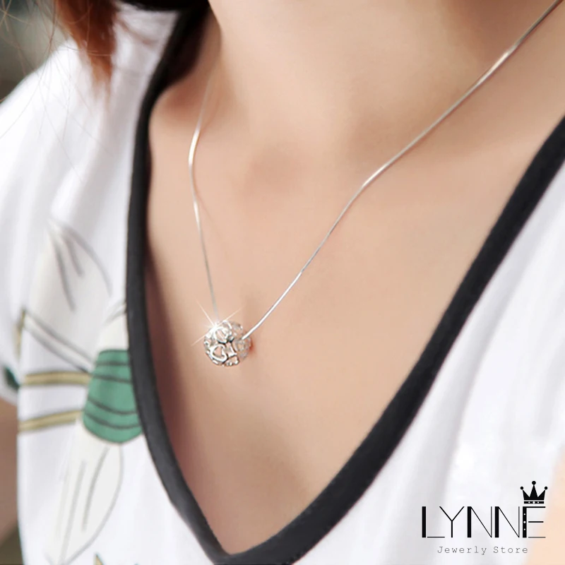 Женское колье из серебра 925 пробы с круглым кулоном в форме сердца | Украшения и