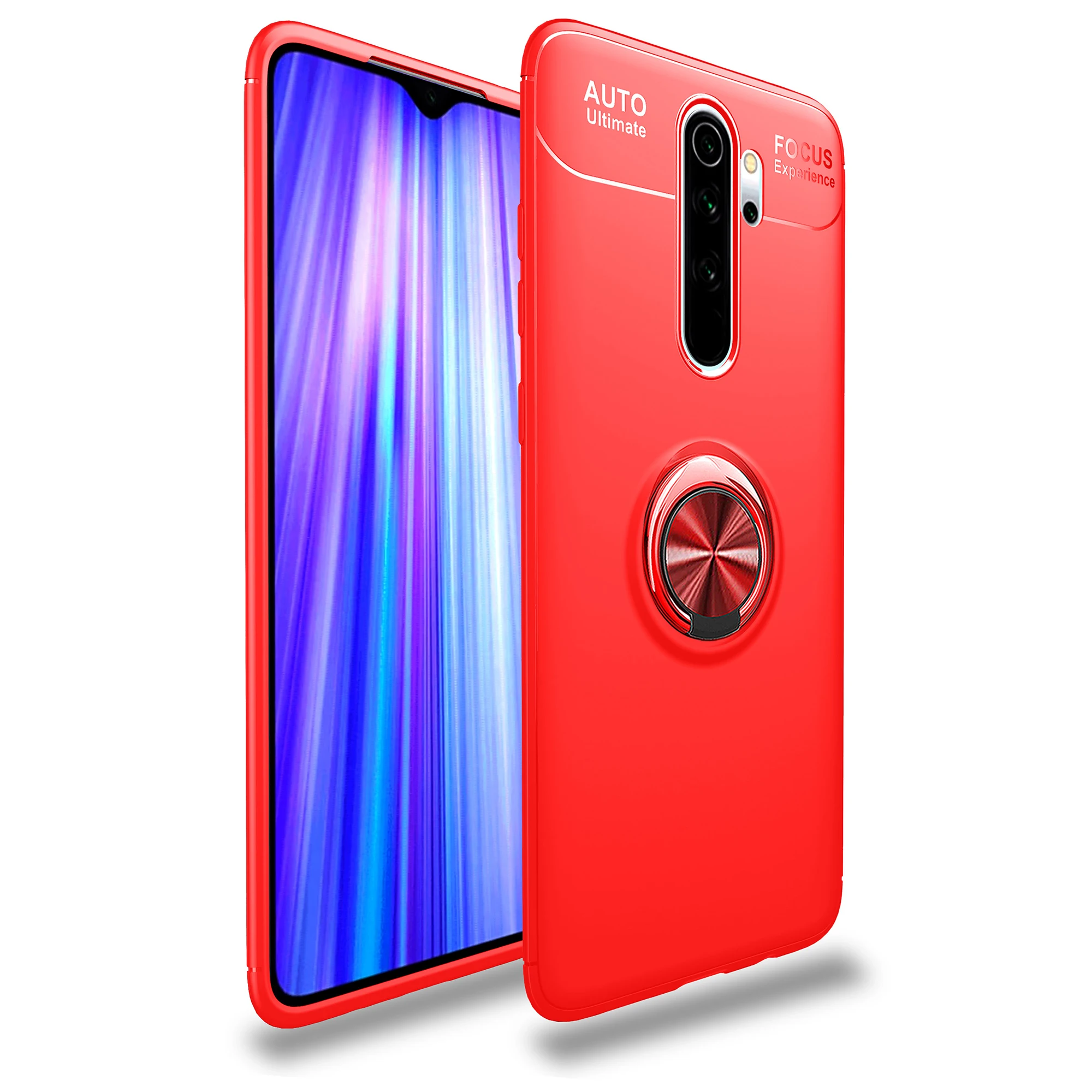 MAKAVO для Xiaomi Redmi Note 8 Pro Чехол-держатель с кольцом на палец Матовая Мягкая силиконовая задняя крышка для Xiomi Redmi Note 8 чехол для телефона - Цвет: Красный