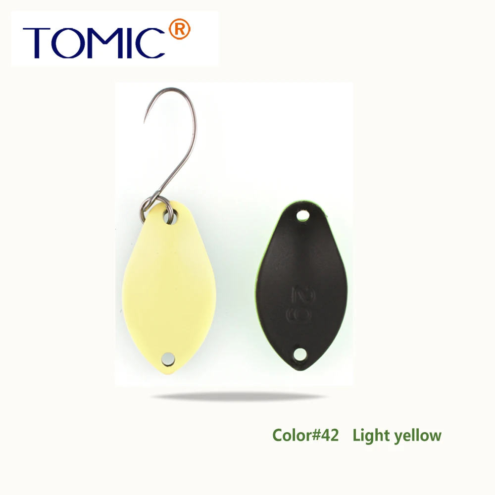 Light yellow Томик 2 г микро рыболовные приманки латунные форели ложки металлические приманки воблер форель зона pesca Спиннер приманка - Цвет: Light yellow