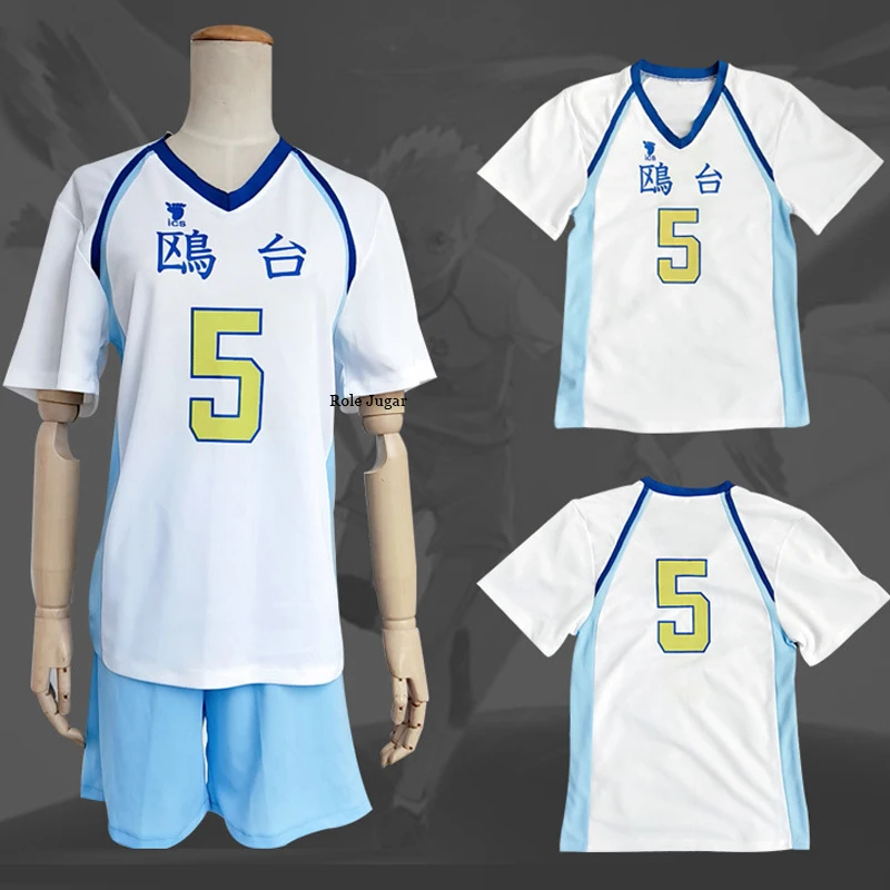 

Haikyuu!! Anime Cosplay Costume High School Students Short Sleeve Tshirt+Shorts Jersey Cosplay Korai Hoshiumi Sportswear C50K16