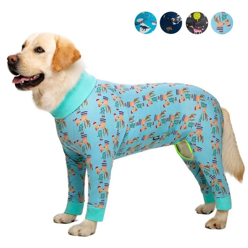 

Pet Big Dog Tight Clothing Cartoon Printed Jumpsuit Dog Four-Legged Pyjamas Nursing Abdominal donations Clothing Bodysuit