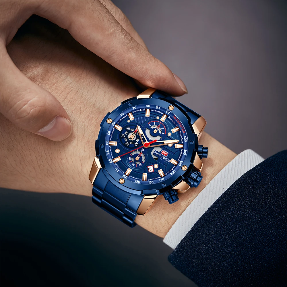 Часы мужские кварцевые с мини-фокусом люксовые брендовые деловые наручные из