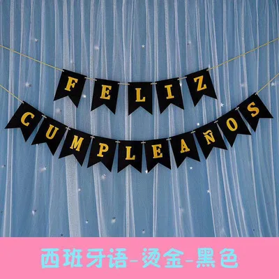 FELIZCUMPLEANOS испанский баннер на день рождения Золотой флаг с надписью украшение для