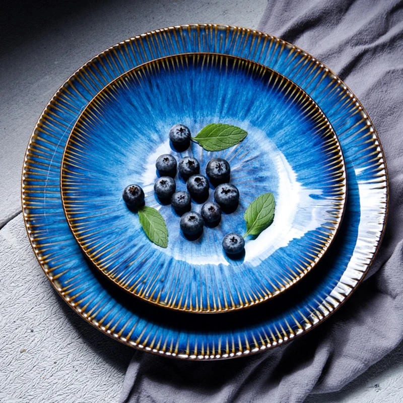 Спагетти Еда стейк ужинная тарелка Керамика пигментированные Grand круглые бусины