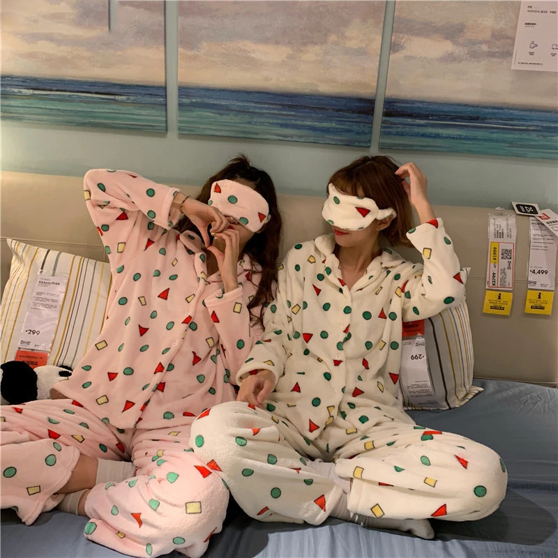 Пижамный комплект Женский новый зимний Повседневный Модный из двух предметов с