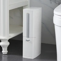 simple narrow trash can toilet brush set bathroom plastic waste dustbin kitchen garbage bucket dispenser household cleaning tool