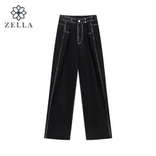 Spring Women's Jeans Oversize Gothic Denim Trouser Loose Straight Pants High Waist Fashion Harajuku 