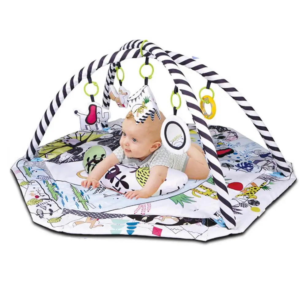 

Large Baby Gym Play Mat Foldable And Deformable Baby Playpen With Five Pendant Toys And 30 Ocean Balls Soft Mat Skin-friendly