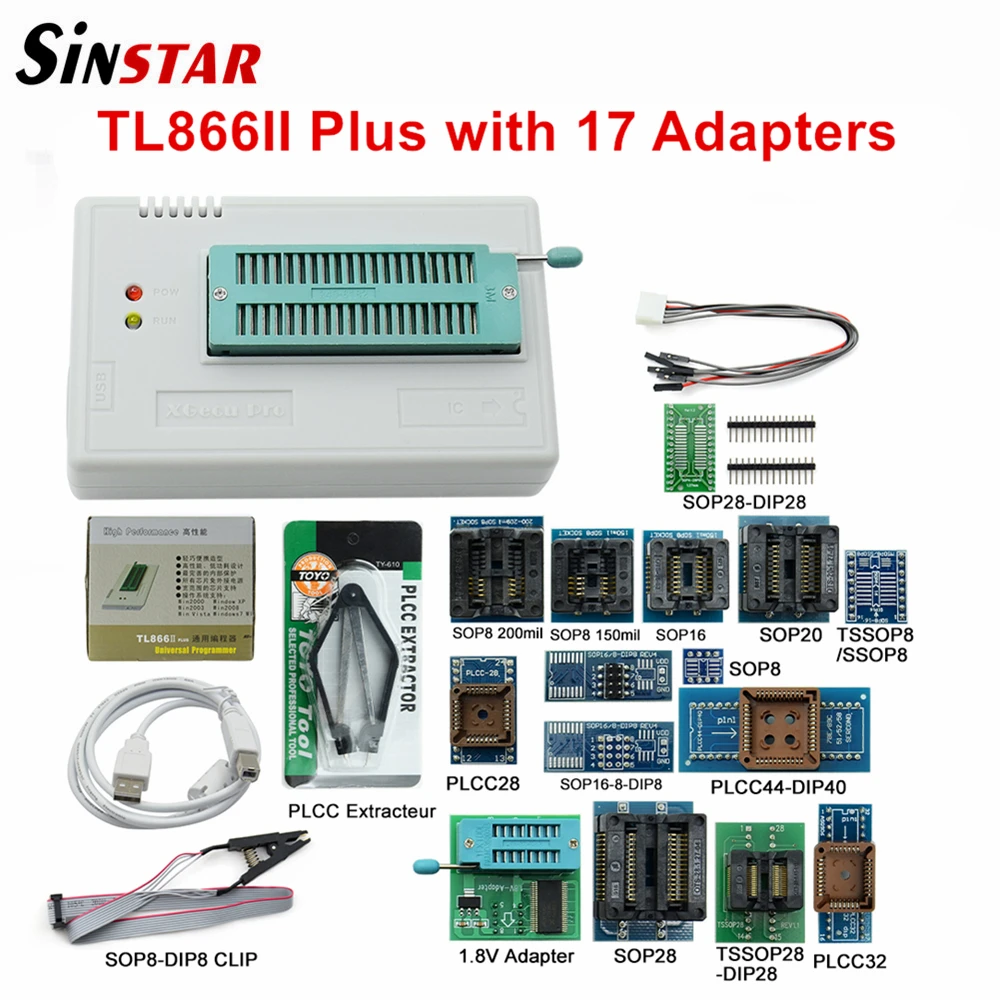 Программатор minipro V11.9 TL866II Plus с полными адаптерами программатор ECU лучше чем