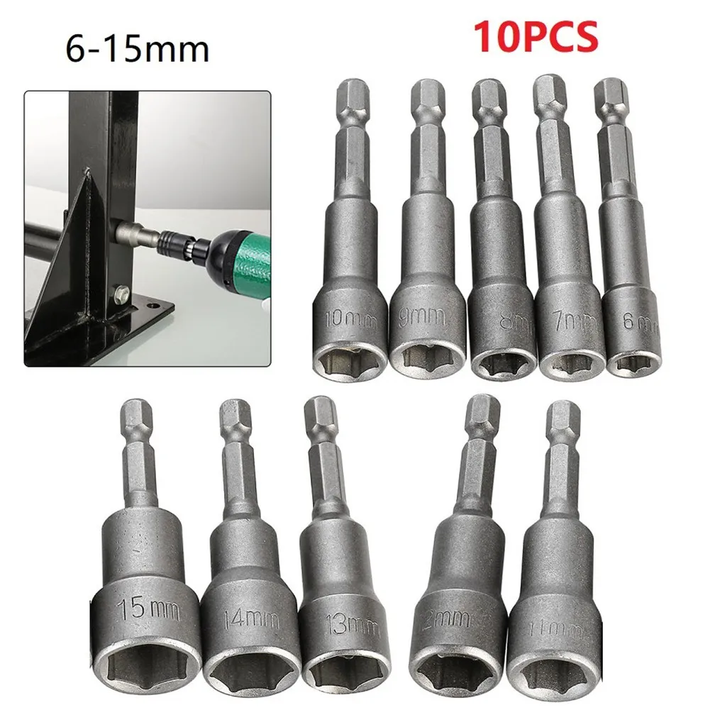 

10PCS Length Electric Power Magnetic Screwdriver Nut Driver Set Impact 1/4" Hex Shank Metric Wrench Socket Bit Fast Shipping
