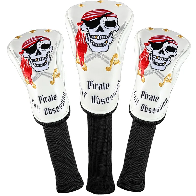 3pcs Siranlive пиратский#1,#3,#5 H гольф Headcovers 4 шт./компл. 460CC драйвер/Фервей древесина/Гибридный чехол из искусственной кожи повязки на голову, комплект - Цвет: 3pcs