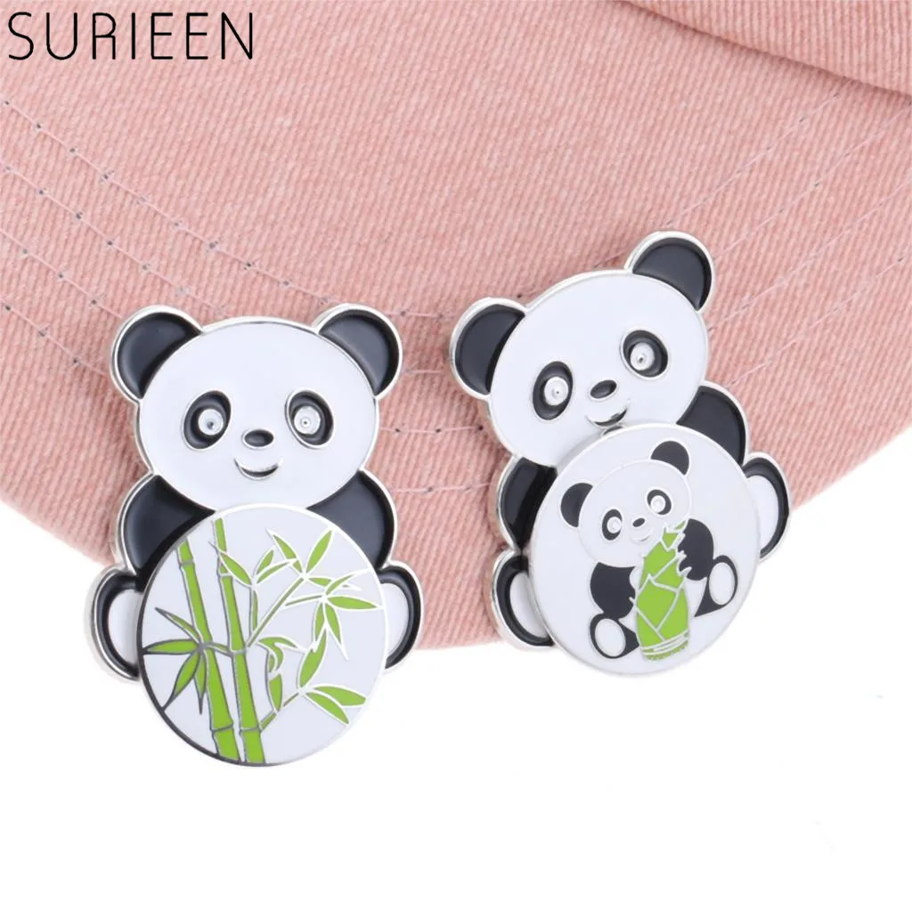 1Pc Metal China Panda & Bamboo Shoots Pattern Golf Ball Aiming Marker Tool With Magnetic Detachable Hat Clip Cap Clips | Спорт и