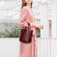 new first layer tree cream leather casual style all match small square bag shoulder diagonal handbag bucket bag female bag