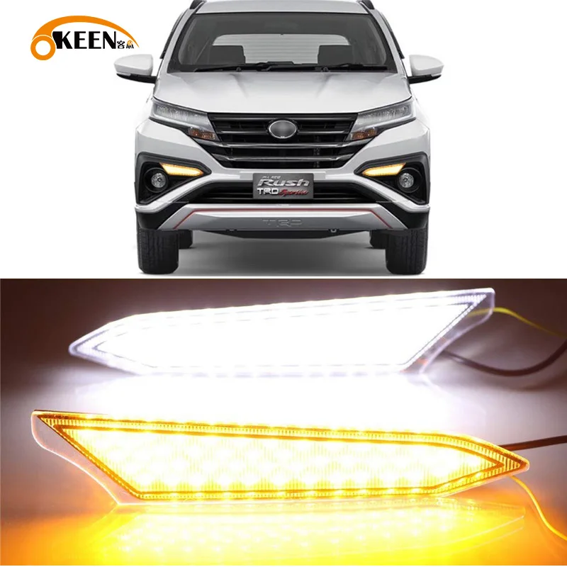 

2pcs Led Drl For Toyota Rush 2018 2019 LED Daytime Running Lights Daylight Fog Lamp Yellow Turning Signal Lamp