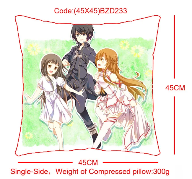 IVYYE 45x45CM Sword Art Online Role Anime Customized Pillow Case Home Bedroom Pillows Cover Cartoon Decorative Pillowcase | Дом и сад