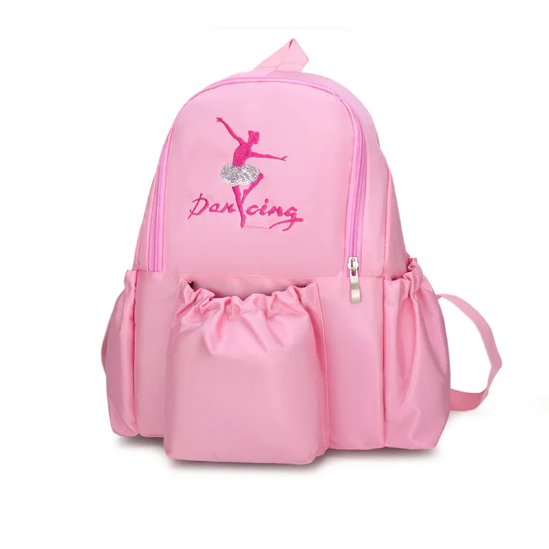 Pink Kids Girls Ballet Dance Bag Students School Backpack Toe Shoes Embroidered Tiered Ruffled Tutu Bag Dancing Bag for Girl