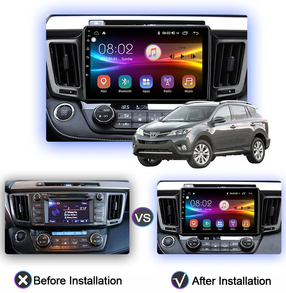 COHO для Toyota RAV4 2012-2018 автомобильный мультимедийный плеер стерео радио Android 10 6 + 128G Octa