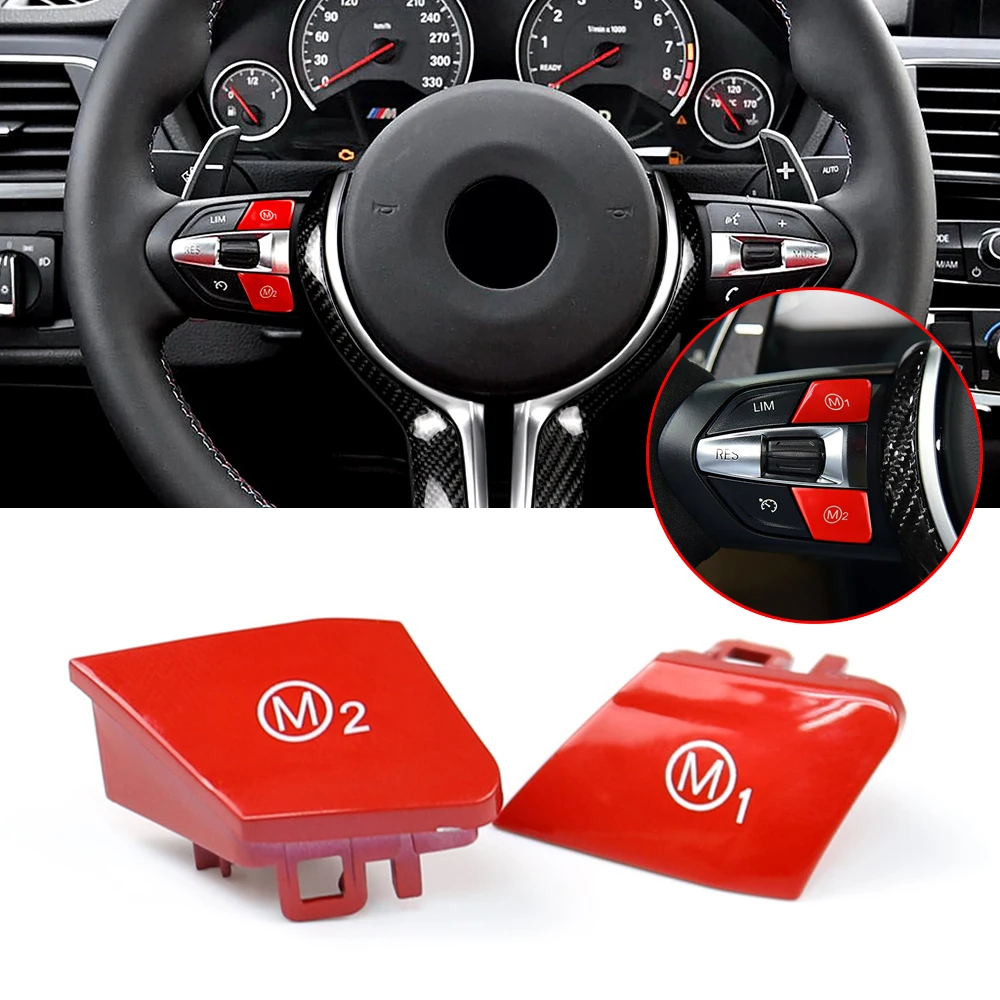 

M3-M6 X5M X6M Steering Wheel Button Button cover ABS Red Steering Wheel