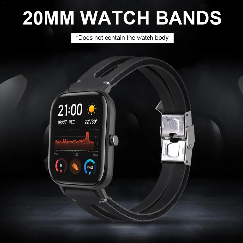 20 мм кожаный ремешок элегантный для Amazfit GTS G ремешок для 20 мм Универсальный Ретро Простой Смарт часы аксессуары ремешок для часов