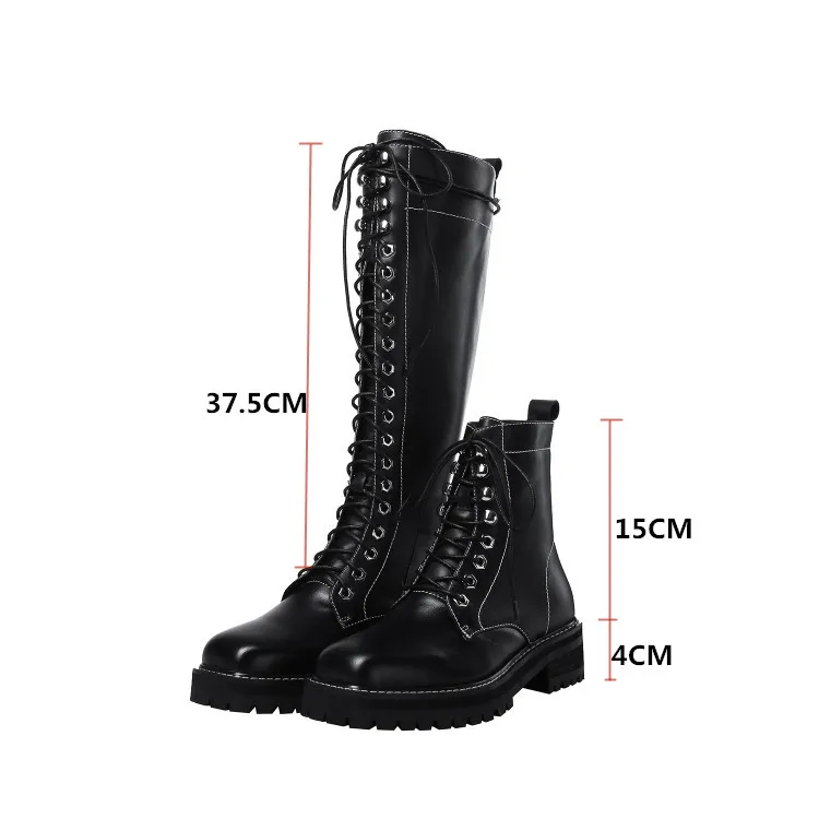 PXELENA NEW Women Motorcycle Boots Square Toe Genuine Leather Chunky Heel Punk Goth Riding Knight Lady Shoes Autumn Winter | Обувь