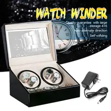 US plug Automatic Mechanical Watch Winders Black PU Leather Storage Box Collection Watch Display Jewelry Winder Box