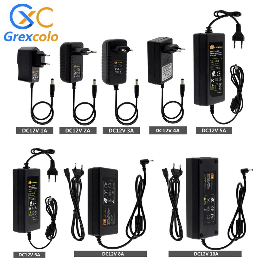 12 В адаптер AC100 240V трансформаторы выход DC12V 1A 2A 3A 4A 5A 6A 8A 10A вилка Европа/США в
