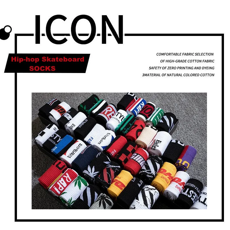 Хлопковые носки мужские Модные уличные в стиле хип хоп для скейтборда весна