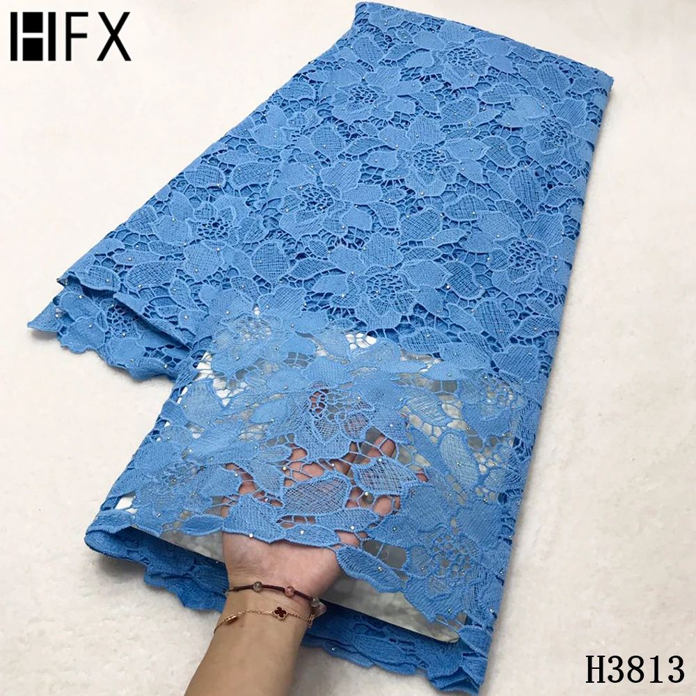 

HFX factory African Lace Fabric latest high quality guipure lace fabric nigerian lace fabric cotton cord lace for party H3813
