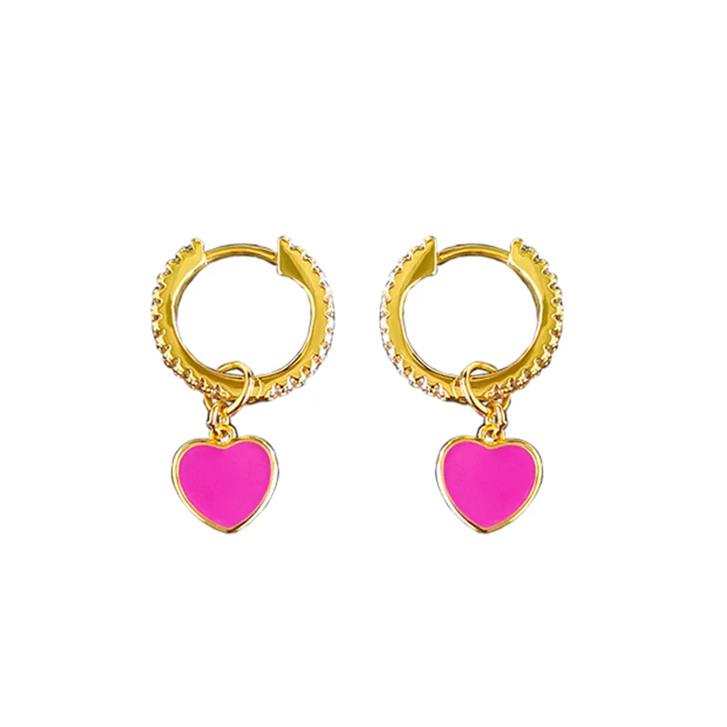 

S925 Sterling Silver Phosphor Love Earrings Female Fashion Simple Summer Style New Luxury Brand Monaco Jewelry