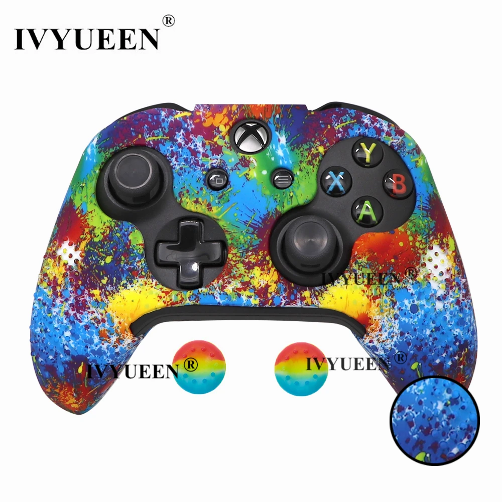 IVYUEEN, 15 цветов, силиконовый чехол для microsoft Xbox One X S, тонкий контроллер, защитный чехол с аналоговой ручкой для большого пальца - Цвет: Art Splash