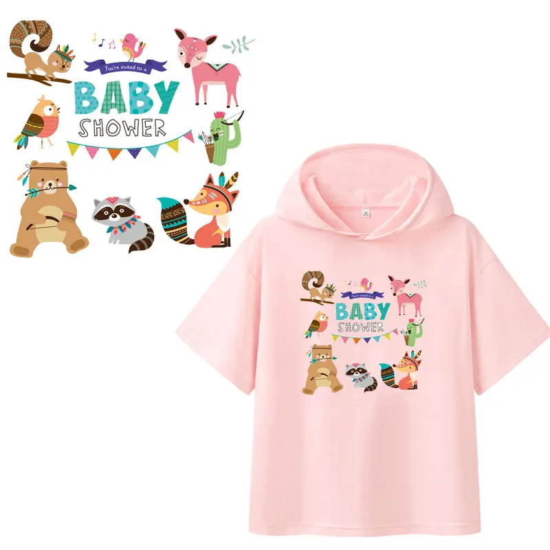 Комбинированные наклейки для одежды с мультяшными животными термонаклейки