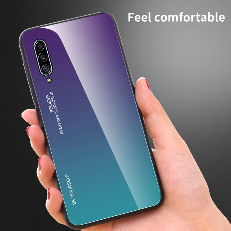 Закаленное Стекло чехол для samsung Galaxy A30S A50S A30 A40 A50 A60 A70 A80 A90 5 г Примечание 10 Pro S10 S11 Plus E градиент Цвет крышка