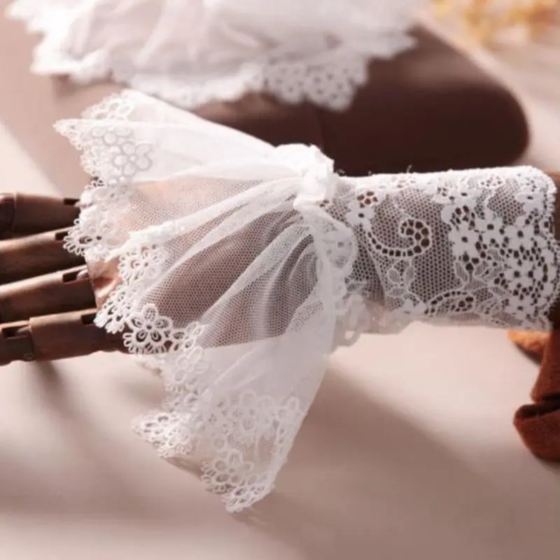 Корейские женские осенние поддельные рукава Вышивка цветочные кружева съемные