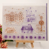 1pc winter house transparent clear silicone stamp seal cutting diy scrapbook rubber coloring embossing diary decoration reusable