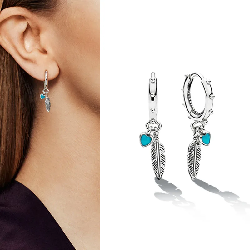 

100% 925 серьги Silver Pan Earrings New Swing Pan Earrings With Spiritual Feathers For Women Wedding Gift Fashion Jewelry