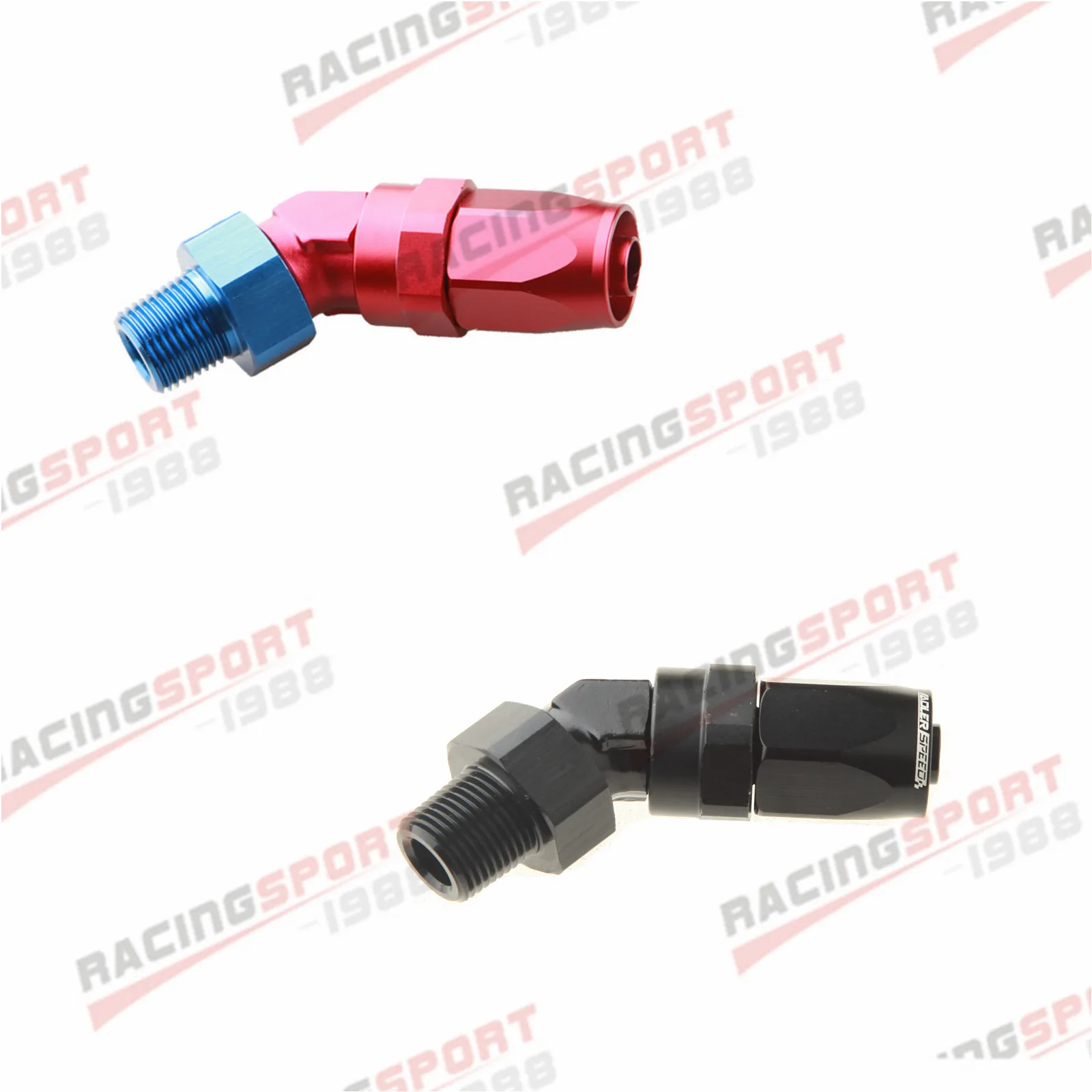 

ADLERSPEED -8 AN8 AN -8 to 1/2" NPT 45 Degree Swivel Hose End Fitting Adaptor Black/Red-Blue