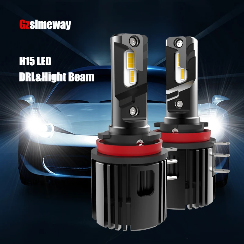 2PCS H15 LED Bulb 20000LM High Beam Headlight Day Driving Running Light 12V 6000K White Auto Lamp for VW Audi A3 A6 BMW Golf 6 | Автомобили