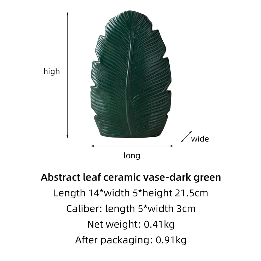 

Nordic Decoration Home Flowers Vase Ceramic Vases For Decoration Household Green Leaf Model Vase Bathroom Decoration Accessories