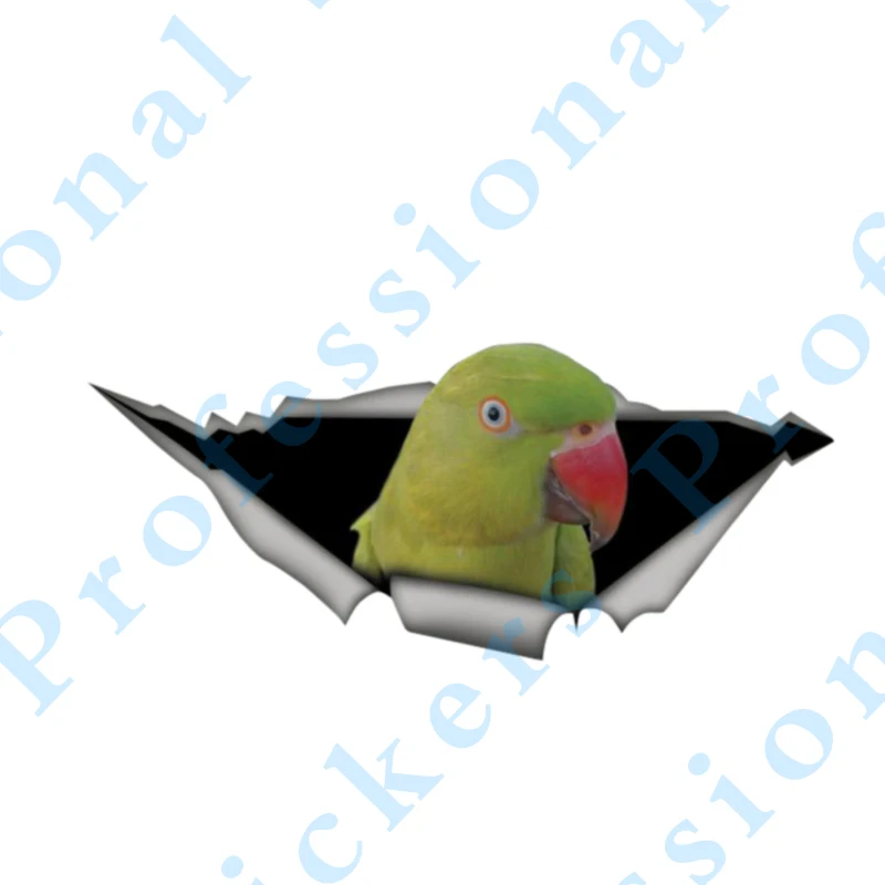 

3D Animal 13 x 4.8 Amazon parrot Sticker Torn Metal Vinyl Decal Lovely Car Stickers Motorcycle Trunk Animal 3D Car Styling