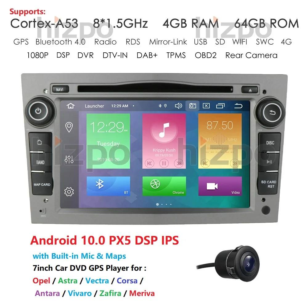 2din 4 + 64 8 ядерный Android 9 0 автомобильный dvd плеер gps для Vauxhall/Opel/Antara/VECTRA/ZAFIRA/Astra OctaCore 7