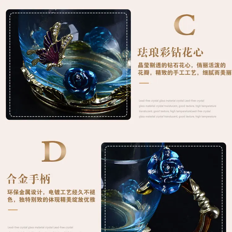 Household enamel cup high temperature enamel color glass cup glass tea set