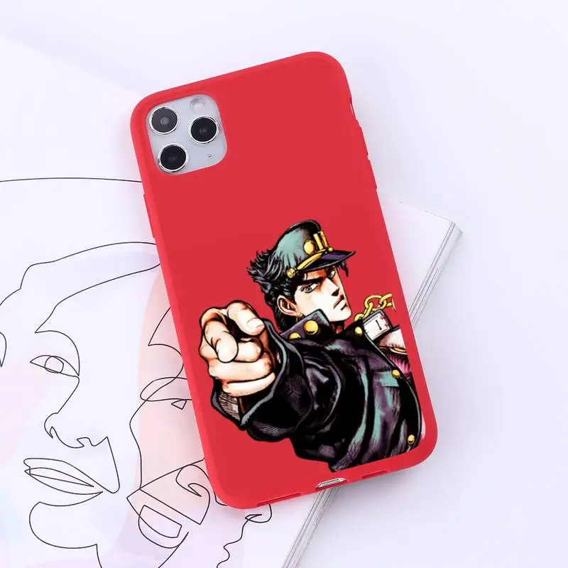

JoJo Bizarre Adventure jotaro kujo Phone Case Red Candy Color for iPhone 6 7 8 11 12 s mini pro X XS XR MAX Plus
