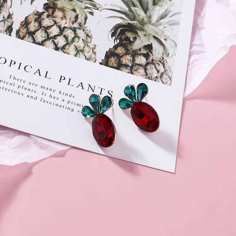 Новинка 2019 корейские серьги Имитация драгоценного камня ананас из кристаллов