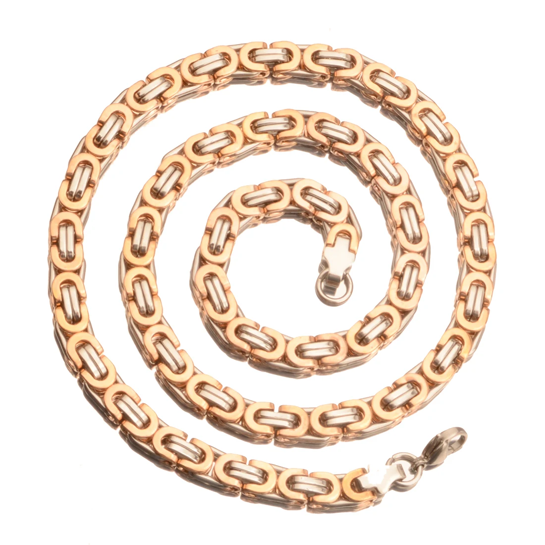 6 мм серебро розовое золото цвет плоская Византийская цепь 7-40 дюймов для мужчин