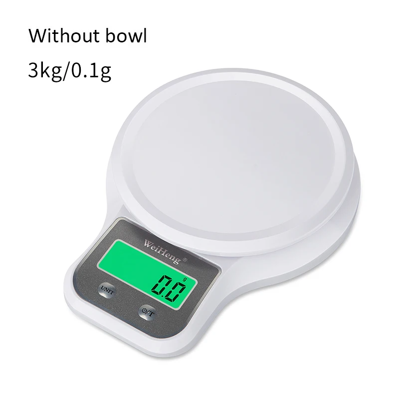 3kg-0.1g whiteNobowl Принимает массу весом до 5 кг/1 г кг/3 кг/0,1g Кухня цифровой шкалой Еда электронные весы зеленый Подсветка Многофункциональные кухонные весы для выпечка Чай - Цвет: 3kg-0.1g whiteNobowl