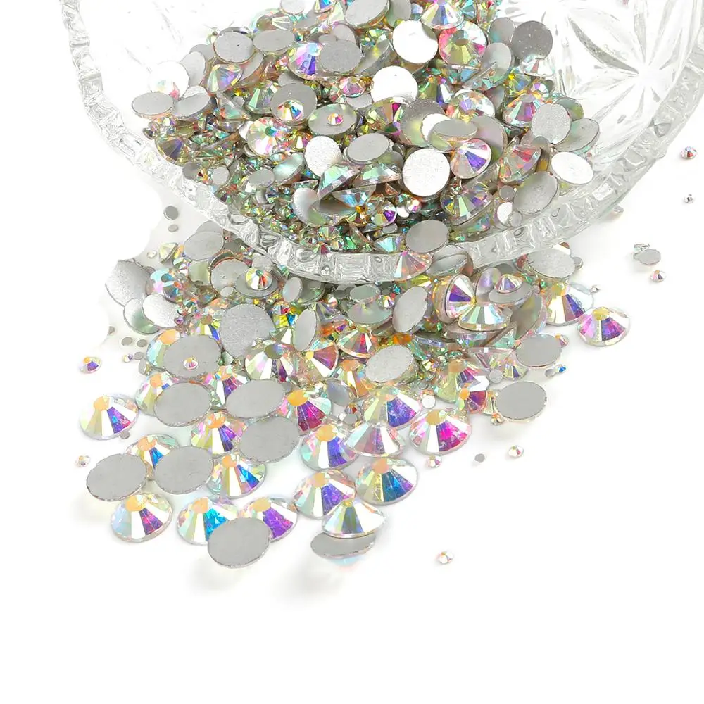 Горячие Продажи AB Цвет/белый многоразмерные Хрустальные стеклянные стразы с