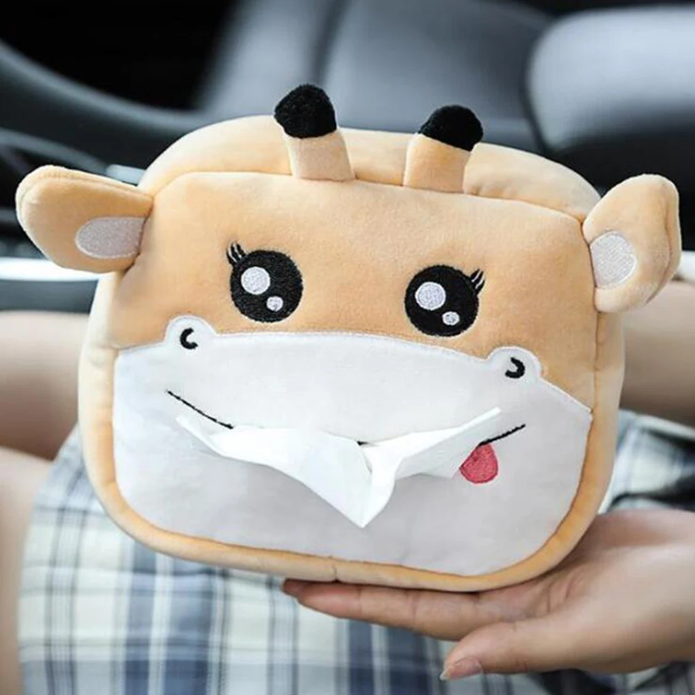 

Plush Car Tissue Box Cute Napkin Tissue Paper Holder for Home Office Car Hanging Car Tissue Box Plush Cartoon Tissue Box 2
