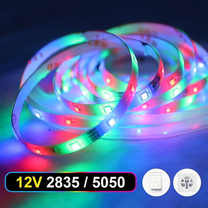 DC12V 5 10 м 15 20 светодиодный полосы света Цвет RGB 5050 SMD 2835 Водонепроницаемый Wi Fi гибкая