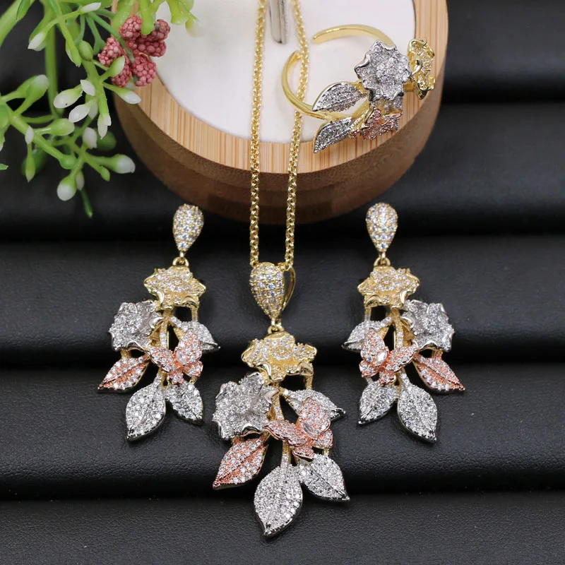 Vanifin модные ювелирные изделия роскошный изысканный цветок с листьями микро